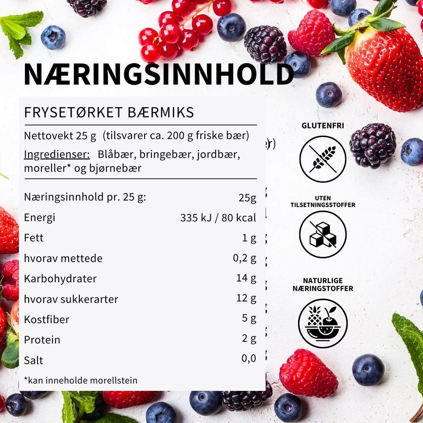 Frysetørret bær næringsinnhold krispy